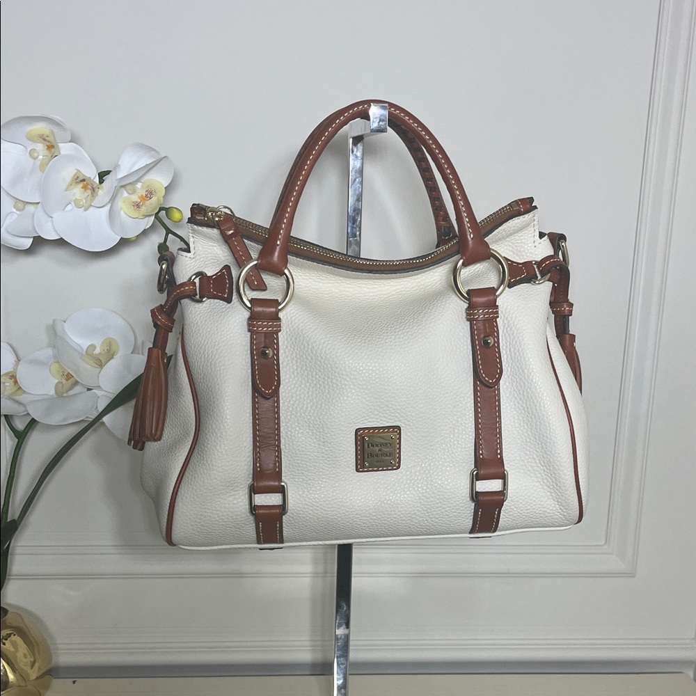 Dooney & Bourke Cream and Tan Leather Satchel